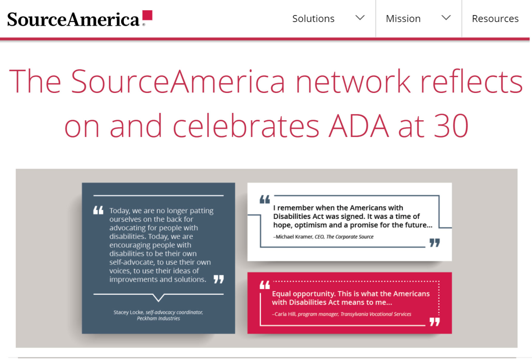 SourceAmerica ADA at 30 TCS Profile Summer 2020