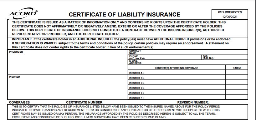 Certificates Of Insurance